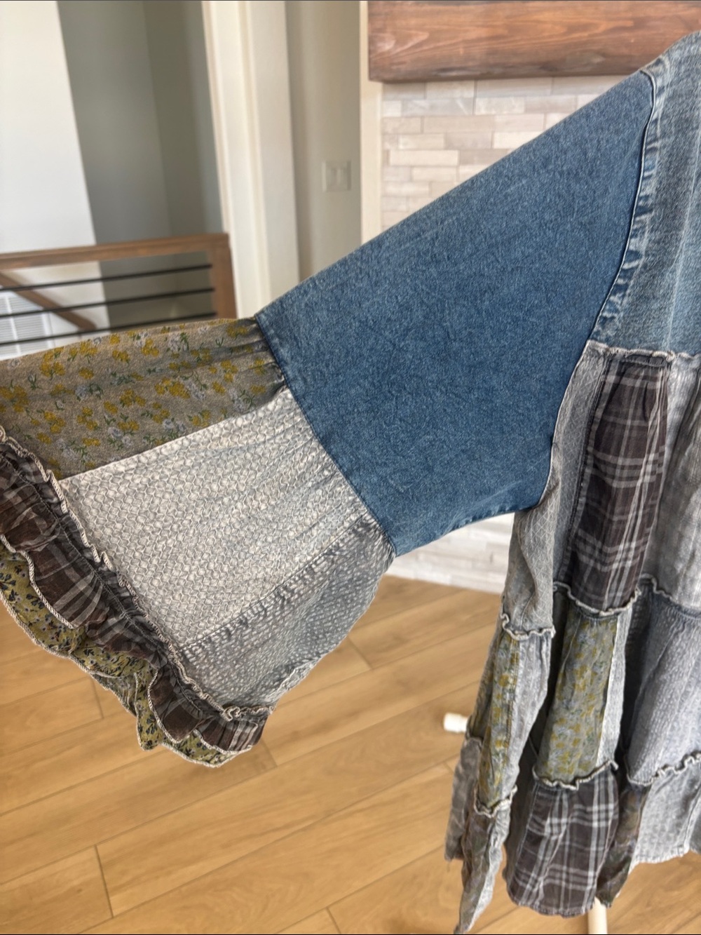 NEW Vintage-Inspired Patchwork Denim Tunic - Blue & Gray by Young Threads - Picture 5 of 6